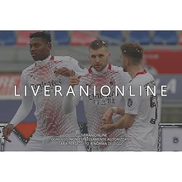 Bologna - Milan Campionato di Calcio Serie A TIM 30/01/2021 nella foto: Esultanza milan dopo il goal di Ante Rebic(a.c. Milan) ©Claudio Zamagni/Agenzia Aldo Liverani during Italian Serie A soccer match between BOLOGNA F.C. and A.C.MILAN at Renato Dall\'Ara Stadium on January 30 2021 photo credit by Claudio Zamagni/Aldo Liverani Photo Agency/ AGENZIA ALDO LIVERANI SAS