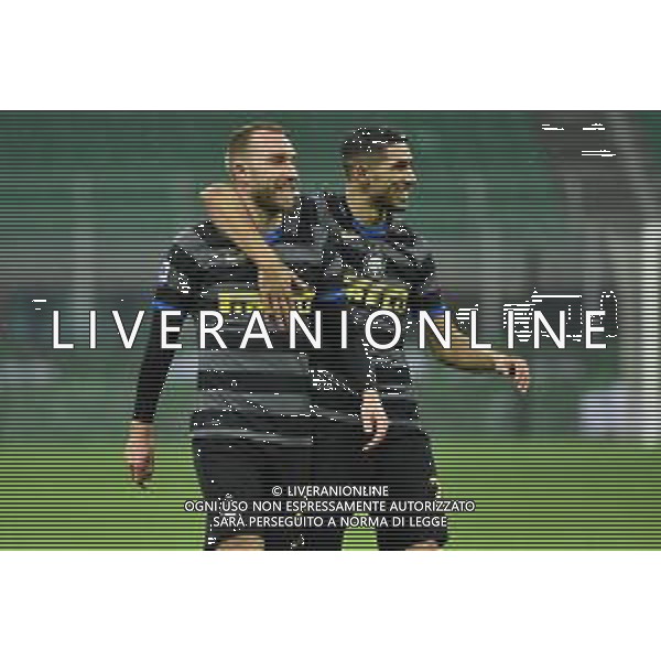 esultanza Inter dopo il gol dell\'1 a 0 - Christian Eriksen con Achraf Hakimi Inter vs Benevento Campionato Serie A TIM - 20a giornata Milano 30-01-2021 Stadio Giuseppe Meazza - San Siro foto Roberto Garavaglia/ag. Aldo Liverani sas /AGENZIA ALDO LIVERANI SAS