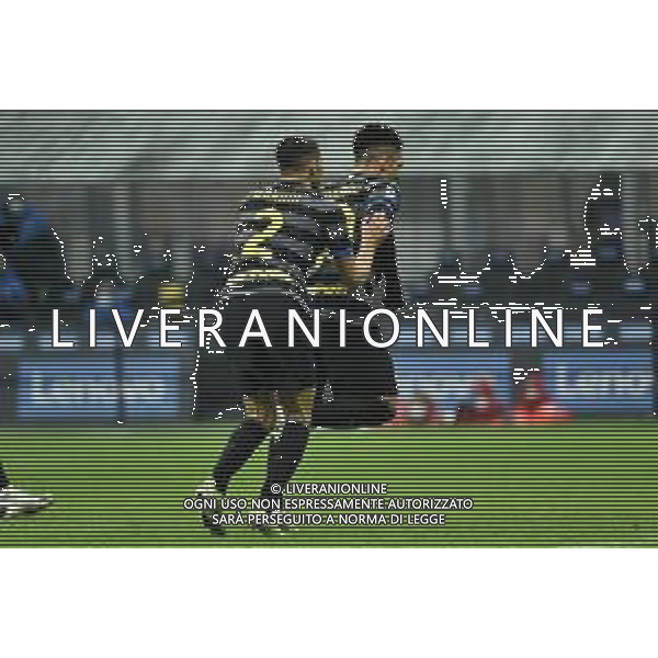 esultanza Inter dopo il gol del 2 a 0 Lautaro Martinez con Achraf Hakimi Inter vs Benevento Campionato Serie A TIM - 20a giornata Milano 30-01-2021 Stadio Giuseppe Meazza - San Siro foto Roberto Garavaglia/ag. Aldo Liverani sas /AGENZIA ALDO LIVERANI SAS