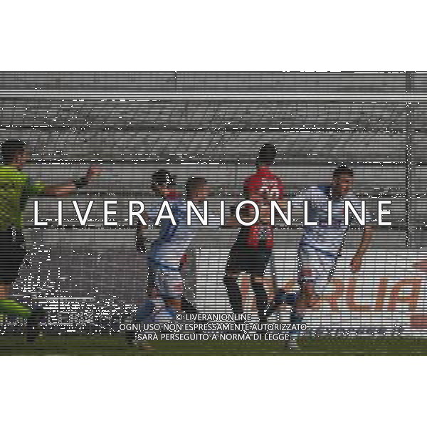 Fabio Fagiolini/LM - Lucchese vs Novara Calcio - Italian football Serie C match 2020/2021 31 January 2021 - Porta Elisa stadium, lucca, Italy Photo showing: Simone Rossetti (Novara) celebrates after scoring the 3th goal @LM/Fabio Fagiolini