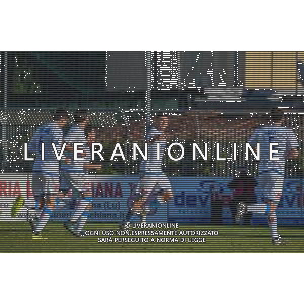 Fabio Fagiolini/LM - Lucchese vs Novara Calcio - Italian football Serie C match 2020/2021 31 January 2021 - Porta Elisa stadium, lucca, Italy Photo showing: Simone Rossetti (Novara) celebrates after scoring the 3th goal @LM/Fabio Fagiolini
