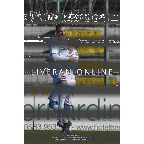 Fabio Fagiolini/LM - Lucchese vs Novara Calcio - Italian football Serie C match 2020/2021 31 January 2021 - Porta Elisa stadium, lucca, Italy Photo showing: Eric Lanini (Novara) celebrates after scoring the goal of 1 - 0 @LM/Fabio Fagiolini
