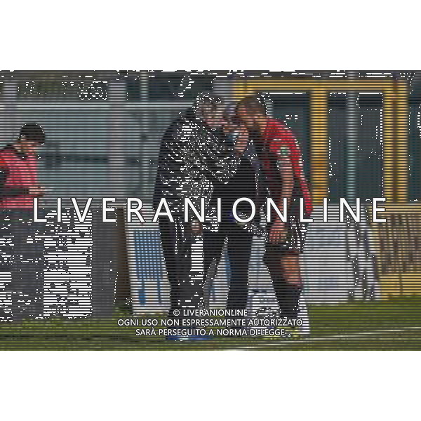 Fabio Fagiolini/LM - Lucchese vs Novara Calcio - Italian football Serie C match 2020/2021 31 January 2021 - Porta Elisa stadium, lucca, Italy Photo showing: Matteo Meucci (Lucchese) receives cure @LM/Fabio Fagiolini