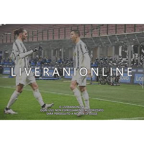 esultanza Juventus dopo il gol dell\'1 a 1 di Cristiano Ronaldo con Adrien Rabiot Inter vs Juventus Coppa Italia - semifinale gara di andata Milano 02-02-2021 Stadio Giuseppe Meazza - San Siro foto Roberto Garavaglia/ag. Aldo Liverani sas