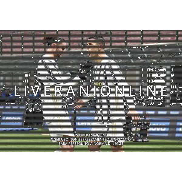esultanza Juventus dopo il gol dell\'1 a 1 di Cristiano Ronaldo con Adrien Rabiot Inter vs Juventus Coppa Italia - semifinale gara di andata Milano 02-02-2021 Stadio Giuseppe Meazza - San Siro foto Roberto Garavaglia/ag. Aldo Liverani sas