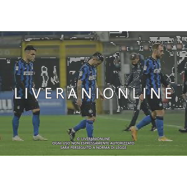delusione Inter a fine gara - Lautaro Martinez, Stefano Sensi e Christian Eriksen Inter vs Juventus Coppa Italia - semifinale gara di andata Milano 02-02-2021 Stadio Giuseppe Meazza - San Siro foto Roberto Garavaglia/ag. Aldo Liverani sas/AGENZIA ALDO LIVERANI SAS