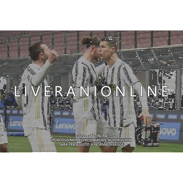 Cristiano Ronaldo (Juventus) esulta con i compagni di squadra dopo il gol dell’1 a 1 Inter vs Juventus Coppa Italia - semifinale gara di andata Milano 02-02-2021 Stadio Giuseppe Meazza - San Siro foto Roberto Garavaglia/ag. Aldo Liverani sas