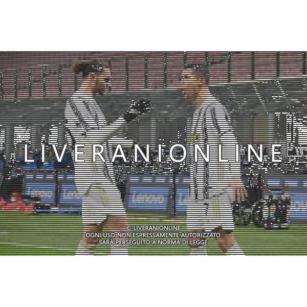 Cristiano Ronaldo (Juventus) DX e Adrien Rabiot (Juventus) DX esultano dopo il gol dell’1 a 1 Inter vs Juventus Coppa Italia - semifinale gara di andata Milano 02-02-2021 Stadio Giuseppe Meazza - San Siro foto Roberto Garavaglia/ag. Aldo Liverani sas