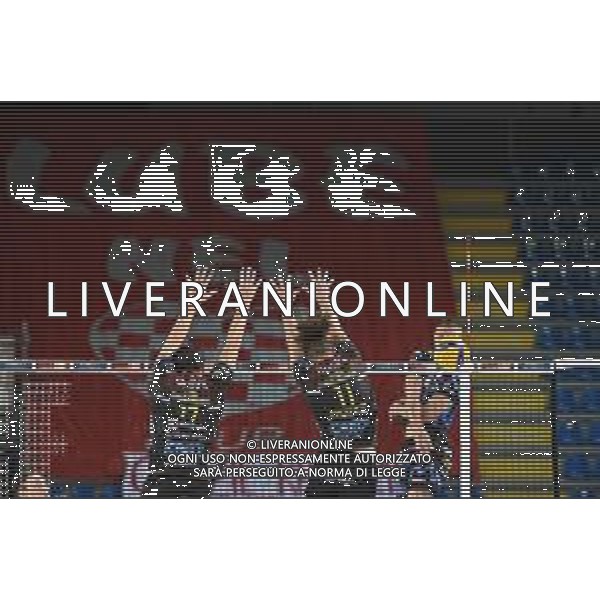 Roberto Bartomeoli/LM - Cucine Lube Civitanova vs Sir Safety Conad Perugia - Volleyball Italian Serie A Men Superleague Championship 2020/2021 03 February 2021 - Eurosuole Forum, civitanova marche, Italy Photo showing: Block of Simone Anzani (Cucine Lube Civitanova) and Kamil Rychlicki (Cucine Lube Civitanova) @LM/Roberto Bartomeoli/ AGENZIA ALDO LIVERANI SAS