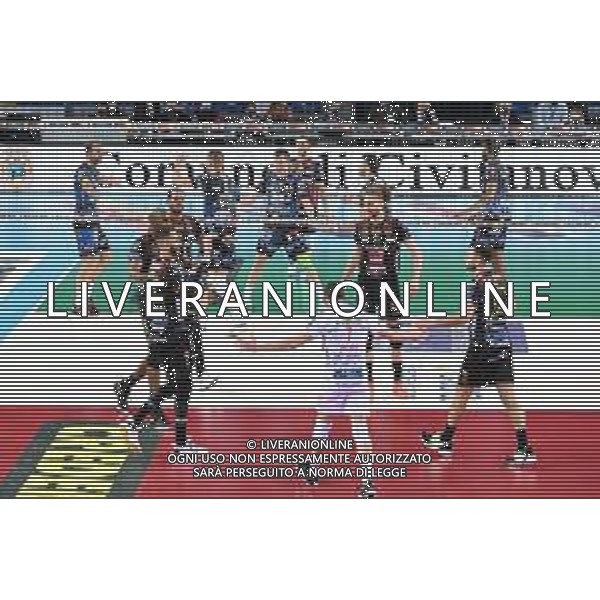 Roberto Bartomeoli/LM - Cucine Lube Civitanova vs Sir Safety Conad Perugia - Volleyball Italian Serie A Men Superleague Championship 2020/2021 03 February 2021 - Eurosuole Forum, civitanova marche, Italy Photo showing: Cucine Lube Civitanova @LM/Roberto Bartomeoli/ AGENZIA ALDO LIVERANI SAS