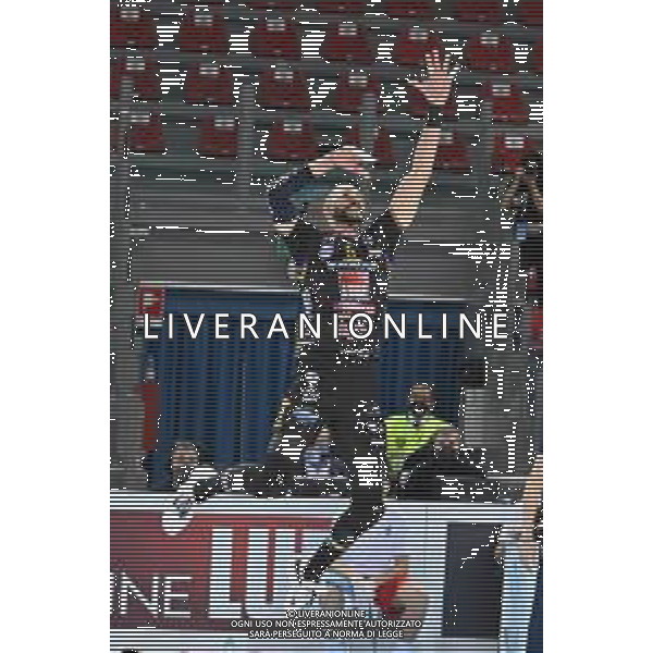Roberto Bartomeoli/LM - Cucine Lube Civitanova vs Sir Safety Conad Perugia - Volleyball Italian Serie A Men Superleague Championship 2020/2021 03 February 2021 - Eurosuole Forum, civitanova marche, Italy Photo showing: Spike of Yoandy Leal (Cucine Lube Civitanova) @LM/Roberto Bartomeoli/ AGENZIA ALDO LIVERANI SAS
