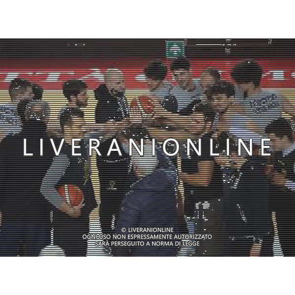 IMOLA 04 02 2021 VIRTUS IMOLA BASKET PRIMO ALLENAMENTO DOPO 4 MESI DI STOP A CAUSA CORONAVIRUS NELLA FOTO TUTTI UNITI DOPO 4 MESI DI STOP FOTO GIANNI SANNA-AG ALDO LIVERANI SAS
