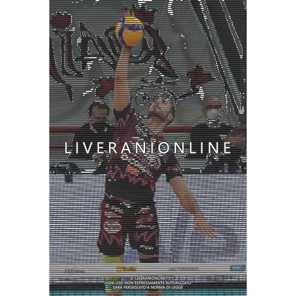 Loris Cerquiglini/LM - Sir Safety Conad Perugia vs Vero Volley Monza - Volleyball Italian Serie A Men Superleague Championship 2020/2021 06 February 2021 - PalaBarton, perugia, Italy Photo showing: biglino omar (n.08 middle blocker sir safety conad perugia) serve @LM/Loris Cerquiglini/ AGENZIA ALDO LIVERANI SAS