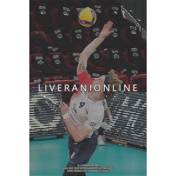 Loris Cerquiglini/LM - Sir Safety Conad Perugia vs Vero Volley Monza - Volleyball Italian Serie A Men Superleague Championship 2020/2021 06 February 2021 - PalaBarton, perugia, Italy Photo showing: dzavoronok donovan (n.4 schiacciatore vero volley monza) serve @LM/Loris Cerquiglini/ AGENZIA ALDO LIVERANI SAS