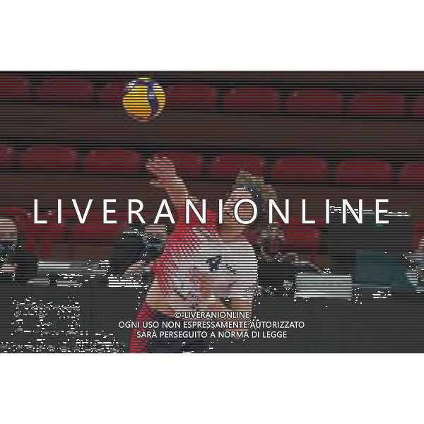 Loris Cerquiglini/LM - Sir Safety Conad Perugia vs Vero Volley Monza - Volleyball Italian Serie A Men Superleague Championship 2020/2021 06 February 2021 - PalaBarton, perugia, Italy Photo showing: dzavoronok donovan (n.4 schiacciatore vero volley monza) serve @LM/Loris Cerquiglini/ AGENZIA ALDO LIVERANI SAS