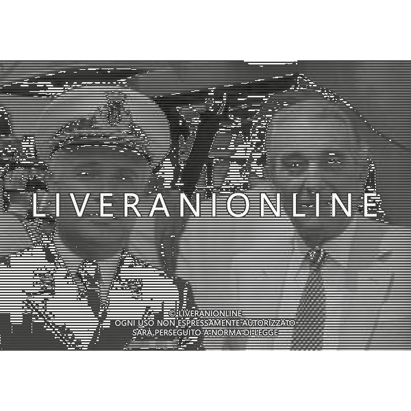 1983 VISITA DELLA ROMA CALCIO SULLA NAVE AMERIGO VESPUCCI NELLA FOTO DINO VIOLA PRESIDENTE ROMA CALCIO AG ALDO LIVERANI SAS