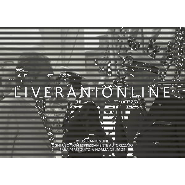 1983 VISITA DELLA ROMA CALCIO SULLA NAVE AMERIGO VESPUCCI NELLA FOTO DINO VIOLA PRESIDENTE ROMA CALCIO AG ALDO LIVERANI SAS