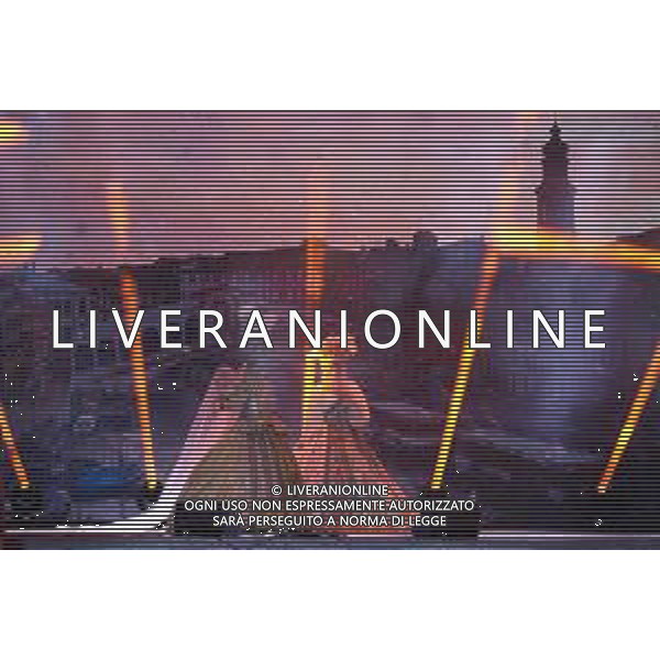 Luca Tedeschi/LM - 2021 FIS Alpine World SKI Championships - Opening Ceremony - alpine ski race 07 February 2021 - Piazza della Stazione, cortina (bl), Italy Photo showing: A scene from the opening ceremony show depicting the masks of the Venice carnival @LM/Luca Tedeschi/ AGENZIA ALDO LIVERANI SAS