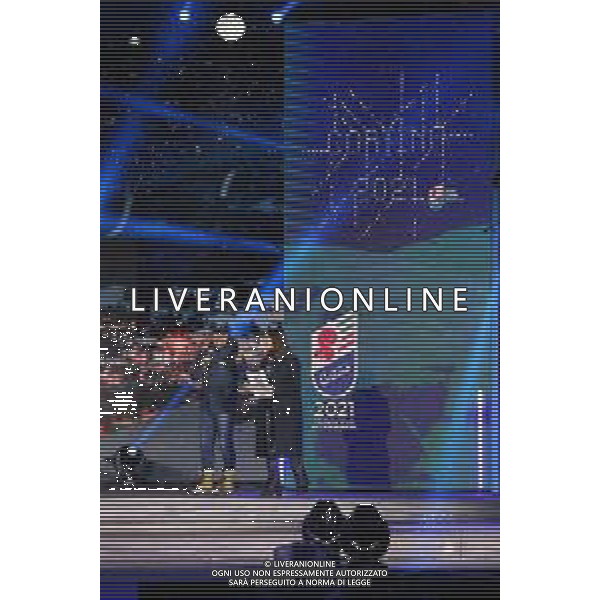 Luca Tedeschi/LM - 2021 FIS Alpine World SKI Championships - Opening Ceremony - alpine ski race 07 February 2021 - Piazza della Stazione, cortina (bl), Italy Photo showing: Kristian Ghedina present the Alpine World SKI Championships @LM/Luca Tedeschi/ AGENZIA ALDO LIVERANI SAS