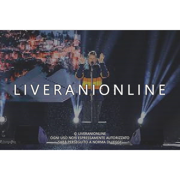 Luca Tedeschi/LM - 2021 FIS Alpine World SKI Championships - Opening Ceremony - alpine ski race 07 February 2021 - Piazza della Stazione, cortina (bl), Italy Photo showing: The singer Francesco Gabbani guest of the opening ceremony @LM/Luca Tedeschi/ AGENZIA ALDO LIVERANI SAS