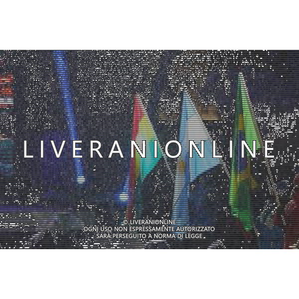 Luca Tedeschi/LM - 2021 FIS Alpine World SKI Championships - Opening Ceremony - alpine ski race 07 February 2021 - Piazza della Stazione, cortina (bl), Italy Photo showing: Nations flags @LM/Luca Tedeschi/ AGENZIA ALDO LIVERANI SAS