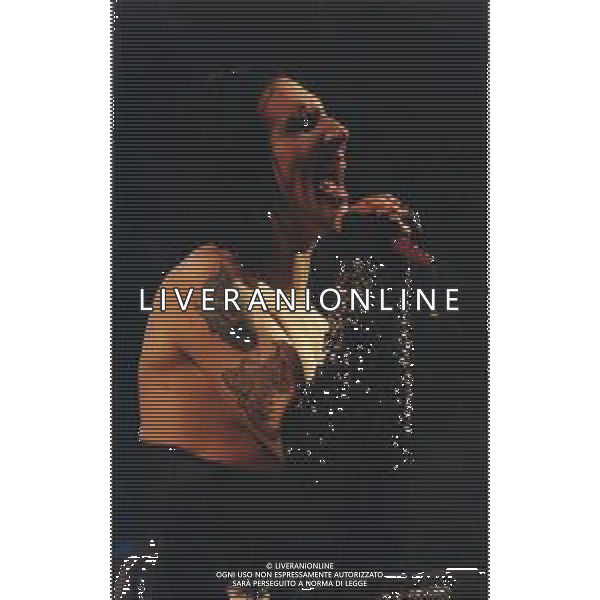 Marilyn Manson, pseudonimo di Brian Hugh Warner, è un cantautore, produttore discografico, attore e pittore americano NELLA FOTO MARILYN MANSON A IMOLA NELL\'ANNO 1999 AG ALDO LIVERANI SAS