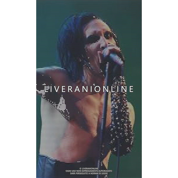 Marilyn Manson, pseudonimo di Brian Hugh Warner, è un cantautore, produttore discografico, attore e pittore americano NELLA FOTO MARILYN MANSON A IMOLA NELL\'ANNO 1999 AG ALDO LIVERANI SAS