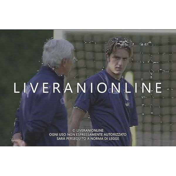 Coverciano 30 agosto 2005 Ritiro e allenamento nazionale italiana nella foto: Lippi Marcello e Gilardino Alberto foto Gianni Nucci / Ag. Aldo Liverani