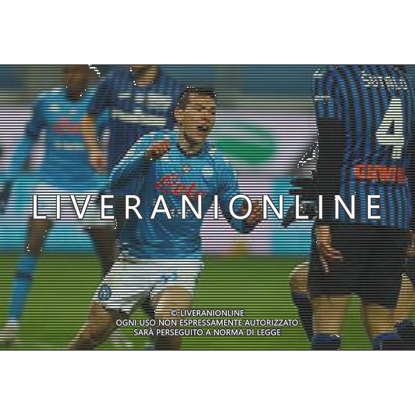 Atalanta-Napoli Coppa Italia 2020/2021 Semifinale di ritorno Bergamo, 10 Febbraio 2021 Nella foto: Hirving Lozano esulta dopo il gol del 2-1 Ph. Soli - Ag. Aldo Liverani/AGENZIA ALDO LIVERANI SAS
