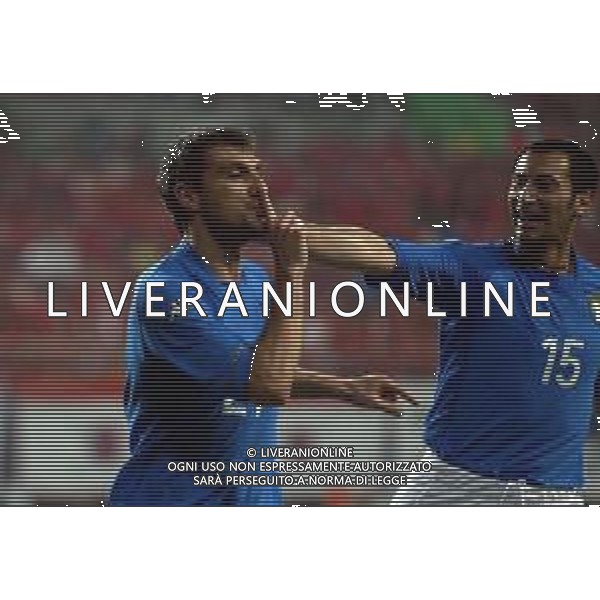 MONDIALI CALCIO DAEJEON (COREA DEL SUD) 18/06/2002 COREA DEL SUD ITALIA NELLA FOTO ESULTANZA DOPO IL GOL DI CHRISTIAN VIERI CON MARK IULIANO AGENZIA ALDO LIVERANI SAS