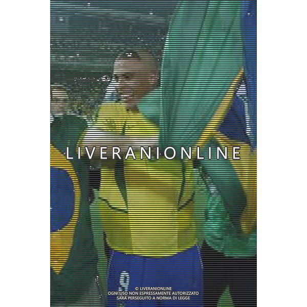 YOKOHAMA (GIAPPONE) 30/06/2002 FINALE MONDIALI CALCIO 2002 GERMANIA - BRASILE NELLA FOTO RONALDO ESULTANZA A FINE GARA AGENZIA ALDO LIVERANI SAS