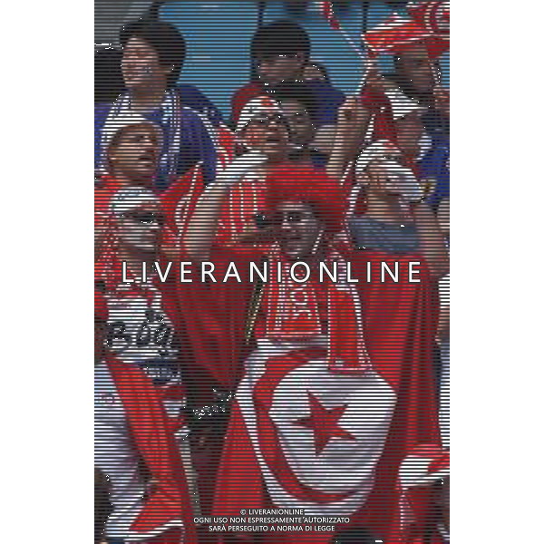 mondiali korea giappone 2002 osaka 14/06/02 tunisia giappone nella foto tifosi tunisia Agenzia aldo liverani Sas