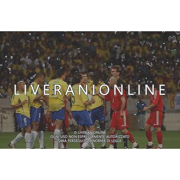 Saitama (GIAPPONE) 26/06/2002 MONDIALI DI CALCIO FIFA World Cup 2002 BRASILE - TURCHIA 1-0 - SEMIFINALE nella foto PROTESTE TRA BRASILIANI E TURCHI Agenzia Aldo Liverani Sas