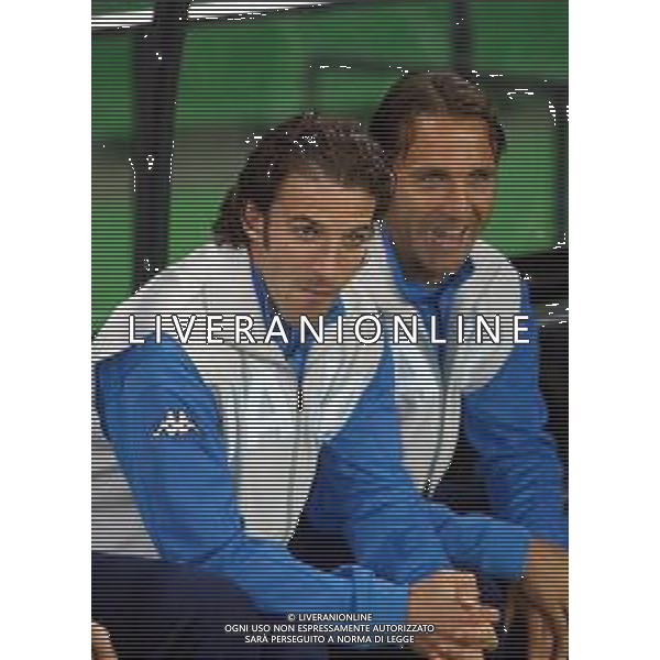 Mondiali calcio 2002 Corea-Giappone Nazionale italiana calcio 2002 nella foto alessandro del piero e angelo di livio in panchina Agenzia Aldo Liverani Sas