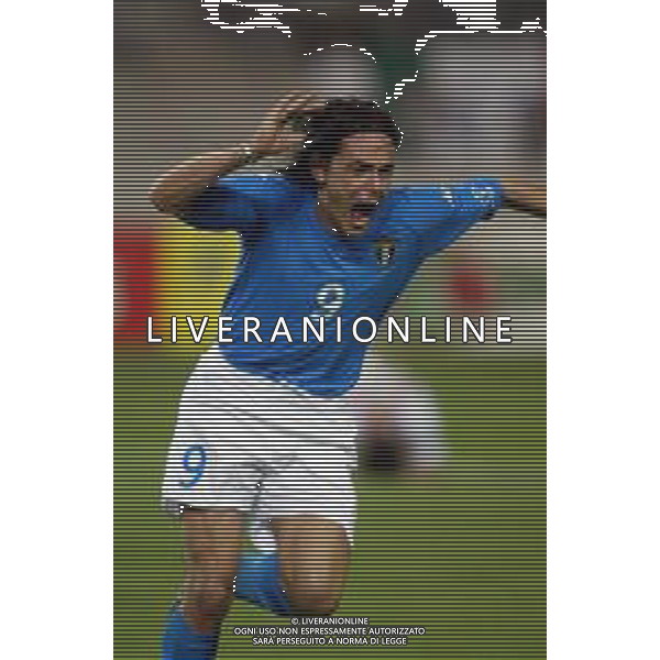 MONDIALI COREA E GIAPPONE 2002 NAZIONALE ITALIANA DI CALCIO NELLA FOTO INZAGHI FILIPPO ESULTANZA Agenzia Aldo Liverani Sas