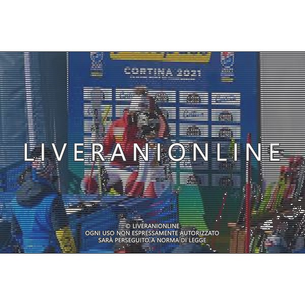 Luca Tedeschi/LM - 2021 FIS Alpine World SKI Championships - Downhill - Women - alpine ski race 13 February 2021 - Olympia delle Tofane, cortina (bl), Italy Photo showing: GUT-BEHRAMI Lara (SUI) Podium @LM/Luca Tedeschi