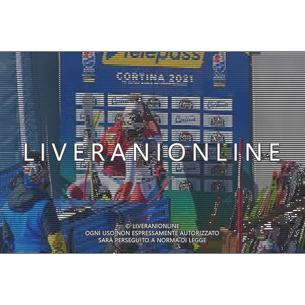 Luca Tedeschi/LM - 2021 FIS Alpine World SKI Championships - Downhill - Women - alpine ski race 13 February 2021 - Olympia delle Tofane, cortina (bl), Italy Photo showing: GUT-BEHRAMI Lara (SUI) Podium @LM/Luca Tedeschi