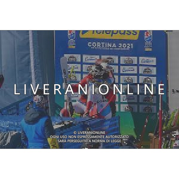 Luca Tedeschi/LM - 2021 FIS Alpine World SKI Championships - Downhill - Women - alpine ski race 13 February 2021 - Olympia delle Tofane, cortina (bl), Italy Photo showing: GUT-BEHRAMI Lara (SUI) Podium @LM/Luca Tedeschi