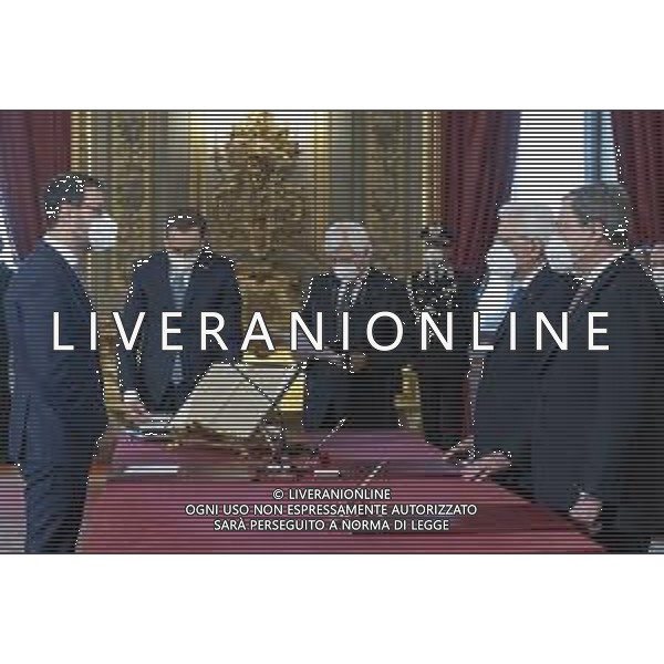 Roma - Il Presidente della Repubblica Sergio Mattarella e il Presidente del Consiglio Mario Draghi durante il giuramento del Ministro delle politiche agricole, alimentari e forestali, Senatore Stefano Patuanelli, oggi 13 febbraio 2021. (Foto di Francesco Ammendola - Ufficio per la Stampa e la Comunicazione della Presidenza della Repubblica) AG ALDO LIVERANI SAS