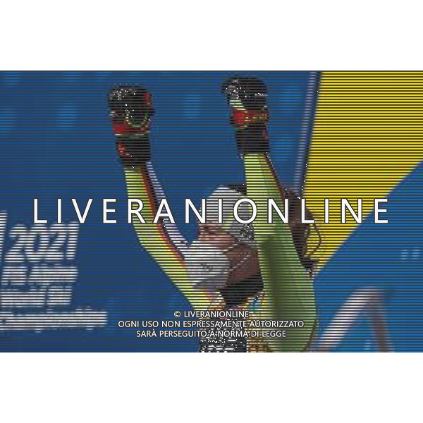 Luca Tedeschi/LM - 2021 FIS Alpine World SKI Championships - Downhill - Women - alpine ski race 13 February 2021 - Olympia delle Tofane, cortina (bl), Italy Photo showing: WEIDLE Kira (GER) Podium @LM/Luca Tedeschi AG ALDO LIVERANI SAS