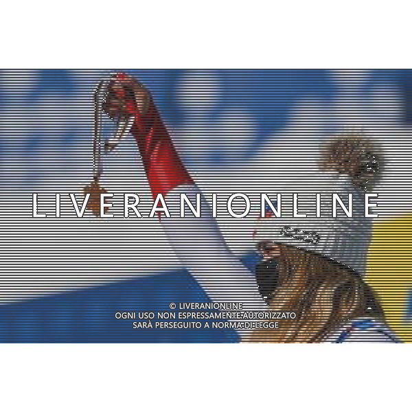 Luca Tedeschi/LM - 2021 FIS Alpine World SKI Championships - Downhill - Women - alpine ski race 13 February 2021 - Olympia delle Tofane, cortina (bl), Italy Photo showing: SUTER Corinne (SUI) Podium @LM/Luca Tedeschi AG ALDO LIVERANI SAS