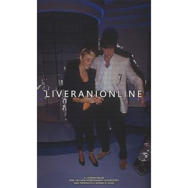 RETROSPETTIVA ROBERTA TERMALI CONDUTTRICE TELEVISIVA NELLA FOTO WALTER ZENGA ROBERTA TERMALI NELL\'ANNO 1988 NELLA TRASMISSIONE TELEVISIVA “FORZA ITALIA“ ODEON TV AG ALDO LIVERANI SAS