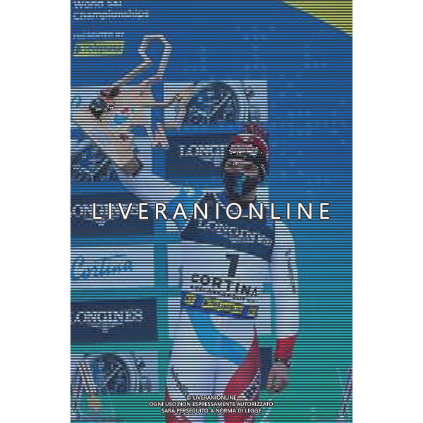 Sergio Bisi/LM - 2021 FIS Alpine World SKI Championships - Combined Super G - Men - alpine ski race 15 February 2021 - Olympia delle Tofane, cortina (bl), Italy Photo showing: 2021 FIS ALPINE WORLD SKI CHAMPIONSHIPS, AC MEN Cortina D\'Ampezzo, Veneto, Italy 2021-02-15 - Monday Image shows MEILLARD Loic (SUI) Bronze Medal @LM/Sergio Bisi AG ALDO LIVERANI SAS