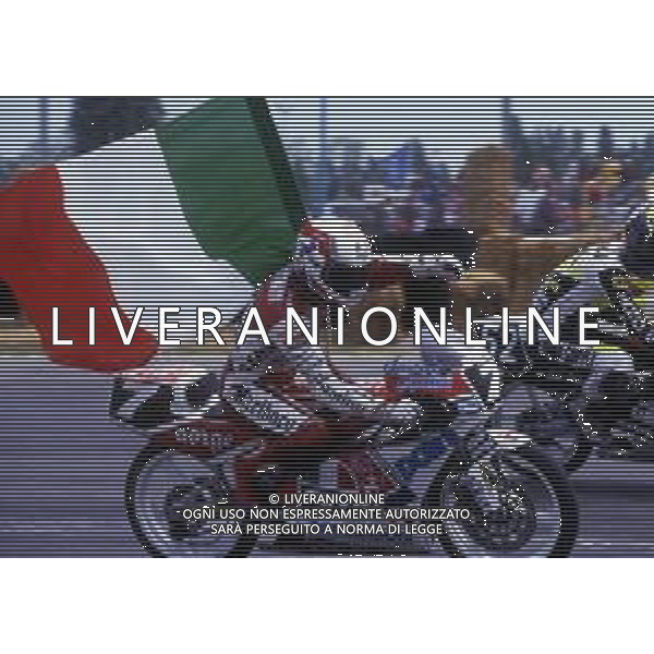 RETROSPETTIVA FAUSTO GRESINI PILOTA MOTOCICLISMO NELLA FOTO FAUSTO GRESINI NELL\'ANNO 1991 AG CONTROLUCE-AG ALDO LIVERANI SAS