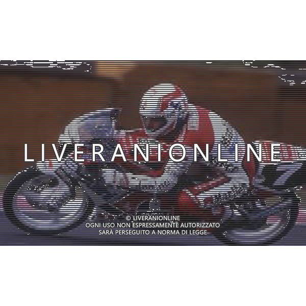 RETROSPETTIVA FAUSTO GRESINI PILOTA MOTOCICLISMO NELLA FOTO FAUSTO GRESINI NELL\'ANNO 1991 AG CONTROLUCE-AG ALDO LIVERANI SAS