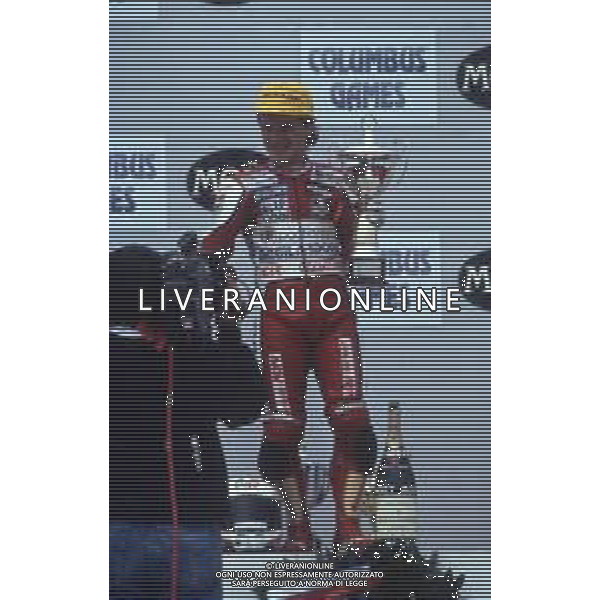 RETROSPETTIVA FAUSTO GRESINI PILOTA MOTOCICLISMO NELLA FOTO FAUSTO GRESINI NELL\'ANNO 1991 AG CONTROLUCE-AG ALDO LIVERANI SAS