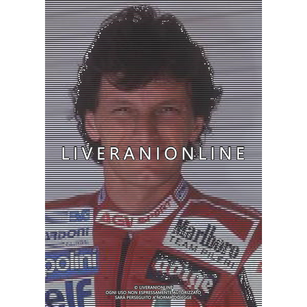 RETROSPETTIVA FAUSTO GRESINI PILOTA MOTOCICLISMO NELLA FOTO FAUSTO GRESINI NELL\'ANNO 1991 AG CONTROLUCE-AG ALDO LIVERANI SAS