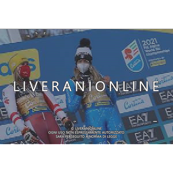 Sergio Bisi/LM - 2021 FIS Alpine World SKI Championships - Parallel Giant Slalom - Women - alpine ski race 16 February 2021 - Rumerlo, cortina (bl), Italy Photo showing: LIENSBERGER Katharina (AUT) - BASSINO Marta (ITA) @LM/Sergio Bisi AG ALDO LIVERANI SAS