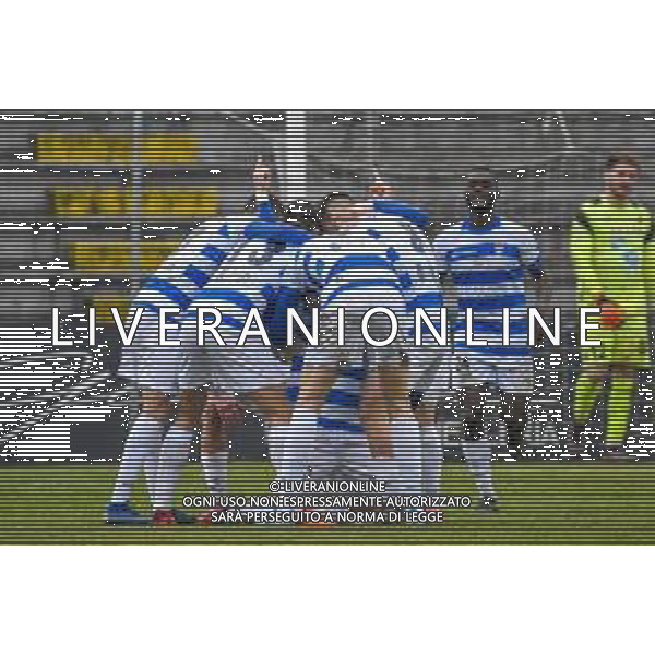 Fabio Fagiolini/LM - Lucchese vs Pro Patria - Italian football Serie C match 2020/2021 17 February 2021 - lucca, Italy Photo showing: Pro Patria players celebrate after scoring the first goal of Gianluca Nicco (Pro Patria) @LM/Fabio Fagiolini/AGENZIA ALDO LIVERANI SAS