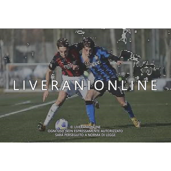 © TVRG Giacomo Olzer (Milan) e Gaetano Pio Oristanio (Inter) Milan vs Inter Campionato Primavera 1 TIM - 10a giornata Milano 17-02-2021 centro sportivo Peppino Vismara foto Roberto Garavaglia/ag. Aldo Liverani sas